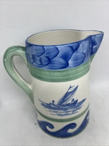 Villeroy & Boch Gallo Design Large 8.75” Handpainted Jug Pitcher - Blue Waves - Picture 1 of 5