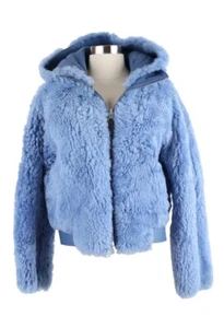 $2,995 Mackage Reversible Shearling Jacket w/ Hood Blue SZ XS LNWOT - Picture 1 of 11