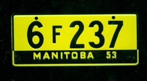 1953 Wheaties cereal premium license plate - Manitoba, Canada - Picture 1 of 1