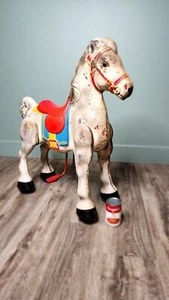 ORIGINAL Antique Mobo Bronco Ride On Toy Horse - Moves - Made In England - Picture 1 of 12