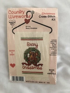 Vintage 1980s Country Wireworks Cross Stitch Kit 071121 Beary Christmas NEW - Picture 1 of 3