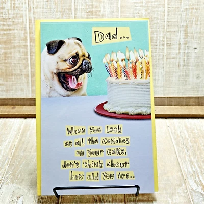 Tarjeta de cumpleaños American Greetings papá amarillo azul pastel perro viejo divertido Foto 1 de 4