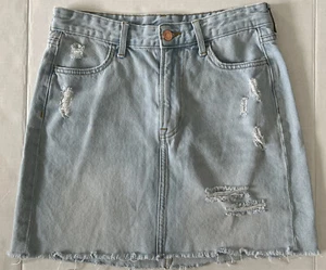H&M Y2K Women’s 90’s Denim distressed skirt light wash Raw hem Size:4 - Bild 1 von 6