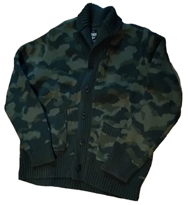 Cárdigan grueso tejido Oshkosh Bgosh suéter niños suéter talla 12 camuflado Foto 1 de 4