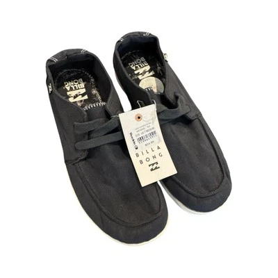 Zapatos sin cordones Billabong Baja talla 7 negros de lona mocasines informales zapatos de barco nuevos con etiquetas Foto 1 de 4