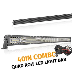40/42Inch LED LIGHT BAR Tri Quad Row Spot Flood Combo Truck Offroad 4WD & Wiring - Imagen 1 de 12