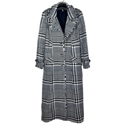 Gabardina Free People pata de gallo lana a cuadros flecos 12 nueva sin etiquetas Foto 1 de 4