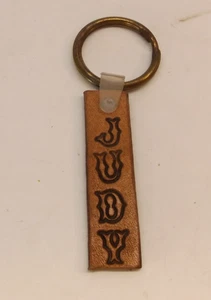 Personalized Leather Keychain, Engraving, Handcrafted "JUDY" - Picture 1 of 2