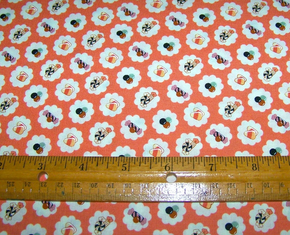 1 yarda Moda OWL-O-WEEN TINY CANDY en NARANJA 100% Tela Algodón HALLOWEEN Foto 1 de 1