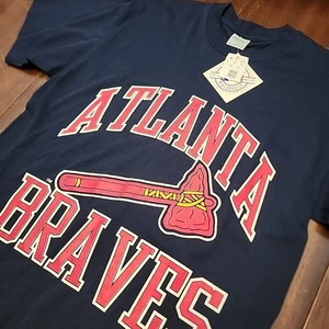 Nueva con etiquetas Camiseta Vintage ATLANTA BRAVES Grande Stedman 1991 EE. UU. MLB Puntada Única Azul Marino - Imagen 1 de 7