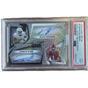 2023 Leaf Metal Bijan Robinson Jahmyr Gibbs Dual Autograph SILVER MOJO 1/1 PSA 9 - Picture 1 of 6