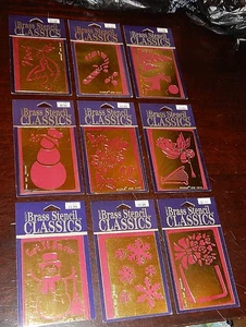 Lotto vintage 9-Nicole stencil ottone classico vacanza, angelo, pupazzo di neve, cervo, canna - Foto 1 di 5