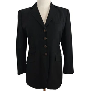 Ralph Lauren Wool Equestrian Blazer Jacket Size 6 Petite Black Velvet Collar - Picture 1 of 11