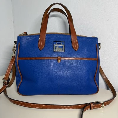 Bolso de Mano DOONEY & BOURKE Grano Guijarro Cremallera Cúpula Cartera Cuero Azul Brillante Foto 1 de 4