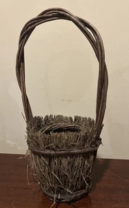 Vintage Rustic Twig Basket with Handle - Picture 1 of 9