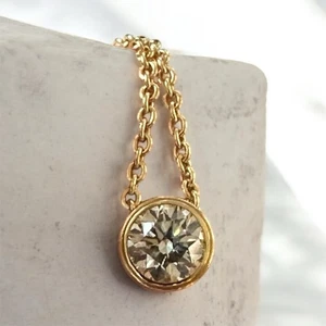 Conjunto de bisel de diamantes solitario de 16" Nat GIA de 2,04 quilates 18 k N. Fluoresceno - Imagen 1 de 17