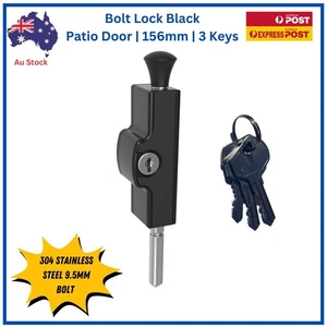Bolt Lock Black Patio Door3 Keys Keyed Alike 304 Stainless Steel Bolt - Bild 1 von 5