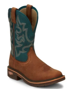 Men’s 12 D Justin CR4009 Resistor EH Ortholite Square Toe Work Boots - Picture 1 of 8