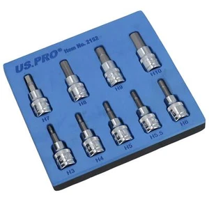 Innensechskant / Innensechskant Schlüsselbits 3/8" Antrieb 2 mm - 10 mm BERGEN 9 Stück AT730 - Bild 1 von 6