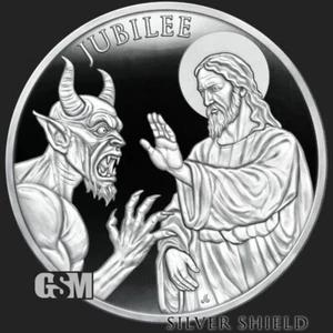 2025 - Jubilee - Jesus Christ - 1 oz .999 Fine Silver Shield MINIMINTAGE PRESALE - Picture 1 of 4