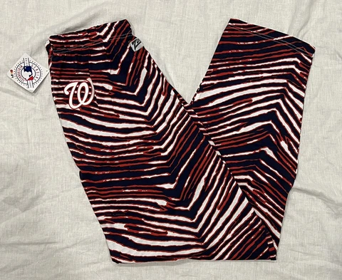 Washington Nationals ZUBAZ Red Navy White Vintage Style Zebra Pants - Size L Cover
