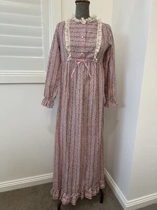 Maxi Vestido Vintage Años 70 Deadstock Rosa Floral Pradera Borde de Encaje Talla S 8 - Imagen 1 de 13