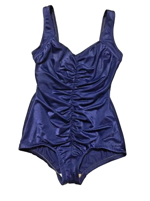 Traje de baño vintage Maxine of Hollywood de una pieza acanalado azul talla 16W nuevo Foto 1 de 4