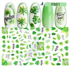 Nail Art Stickers Transfers Self Adhesive Summer Tropical Palm Trees Leaves - Picture 1 of 4