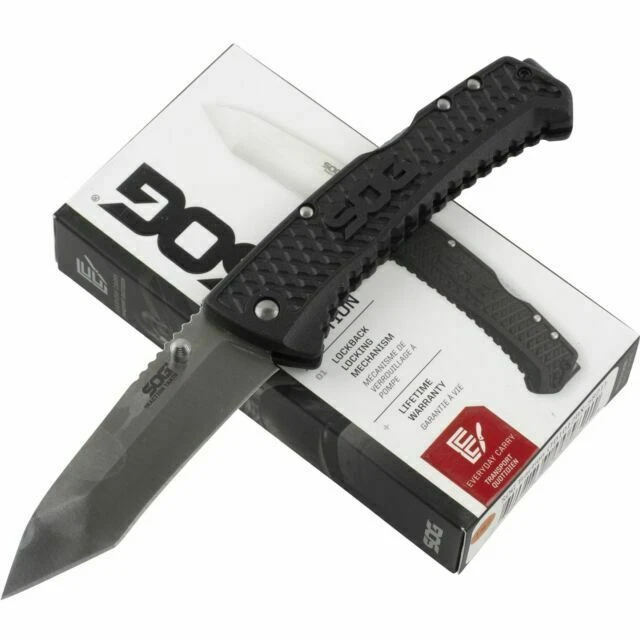 SOG Traction Lockback Folding Pocket Knife - Black (TD1012BX5821)