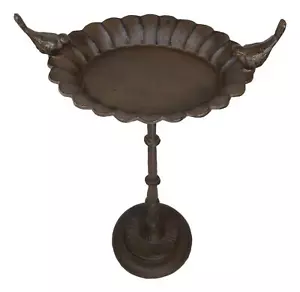 Rustic Cast Iron Lovebirds Perching On Sunflower Garden Bird Feeder Bath 23"H - Picture 1 of 9