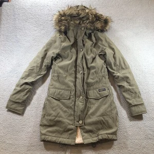 Abercrombie & Fitch sherpa lined military parka Women’s XXS Olive green Faux Fur - Picture 1 of 12