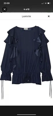 IMPRESIONANTE BLUSA LANVIN 100% SEDA DE NET A PORTER £1665 FR38 UK10 US 6 Foto 1 de 4