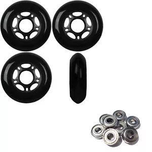Ruedas de patín en línea 76 mm 89A para exteriores negro 4 piezas con Abec 5 rodamientos - Imagen 1 de 4