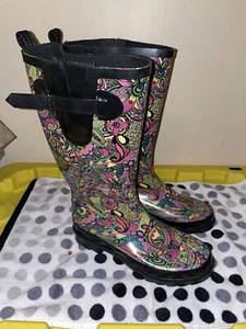 Sakroots Womens Multicolored Rubber Waterproof Rain Boots Size 8 - Picture 1 of 11