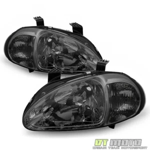 For Smoked 93-97 Honda Del Sol Headlights w/Built In Corner Signal Lamps Lights - Picture 1 of 4