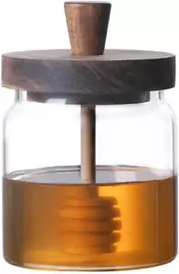 Honey Pot, Airtight Glass Honey Jar with Dipper Stick and Wooden Lid, Honey C... - Picture 1 of 12