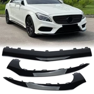 3PCS Black Front Bumper Lip Molding Trim Cover For Mercedes Benz W218 2015-2018 - Picture 1 of 14
