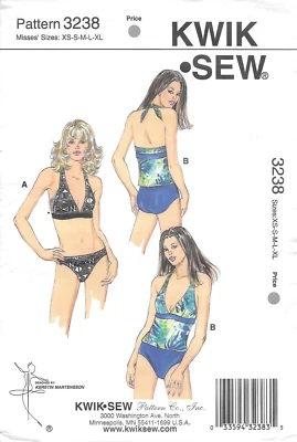 Uncut Kwik Sew Sewing Pattern # 3238 Misses Two-Piece Swimsuits Size XS-S-M-L-XL - Image 1 of 3