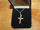 10Kt Gold Cross Pendant W/ Sterling Silver 17" Chain Free Shipping