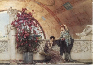Alte Kunstpostkarte - Sir Lawrence Alma-Tadema - Unconscious Rivals - Bild 1 von 1