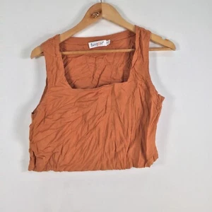 Sunny Girl womens crop tank top size 12 brown sleeveless linen blend 049754 - Picture 1 of 8
