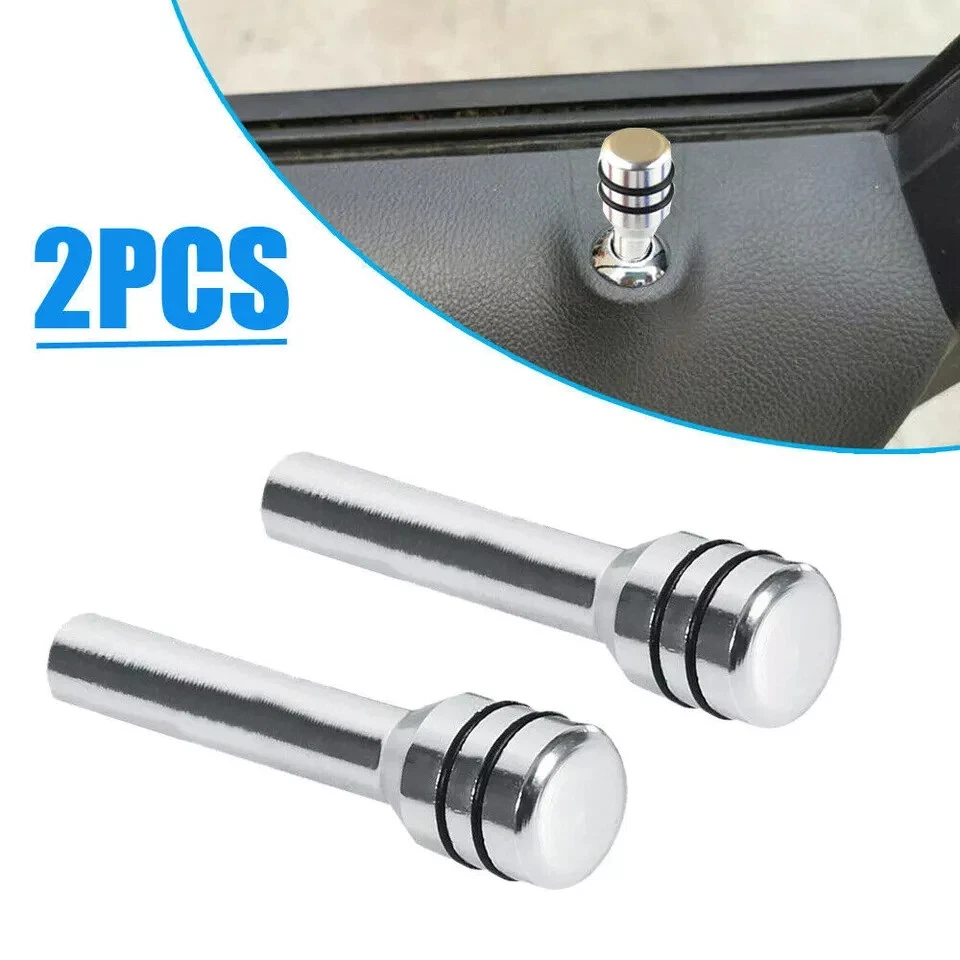 2x Silver Aluminum Door Lock Stick Knob Pull Pins Cover Car Interior Accessories — 第 1/4 张图片