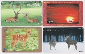 LOT de 4 télécartes JAPON - ANIMAL BICHE & CERF - DEER & DAW JAPAN phonecards - Picture 1 of 1