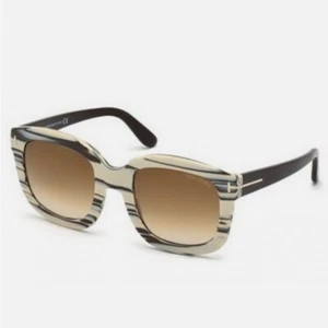 Tom Ford Christophe Sonnenbrille elfenbeinfarben schwarzes Gestell braune Gläser FT279 25F 53-23 140 - Bild 1 von 16