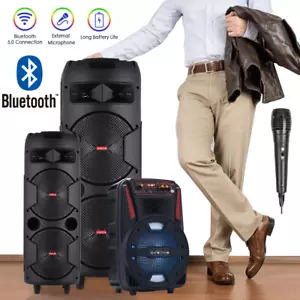 4000w Portable Bluetooth Speaker Heavy Bass Sound System Party DJ AUX FM +Mic - Picture 1 of 44