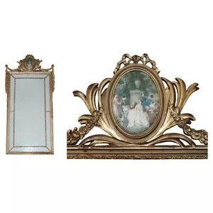VINTAGE MID CENTURY MODERN FRENCH PORTRAIT PANELLED MIRROR WITH ORIGINAL GLASS - Picture 1 of 16