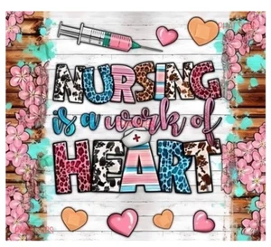 20oz Sublimation Tumbler Wrap Nursing Heart Ready To Press Heat Transfer - Picture 1 of 1