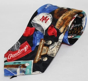 Vintage Nicole Miller Tie ~ Baseball Theme Classic Neck Tie 4"W x 56" L 1993 - Picture 1 of 7