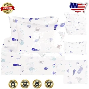 Breathable Cartoon Kids Bedding Set - Full Size Sheets + Pillowcases, 200 TC - Picture 1 of 6