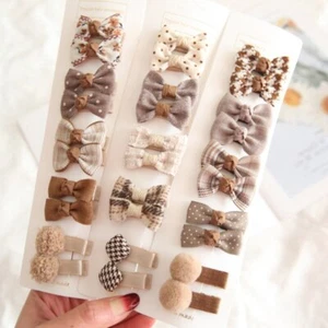 5/10Pcs Bowknot Hairpins Cute Floral Plaid Dot Clips Baby Hairpin Accessories - Picture 1 of 34